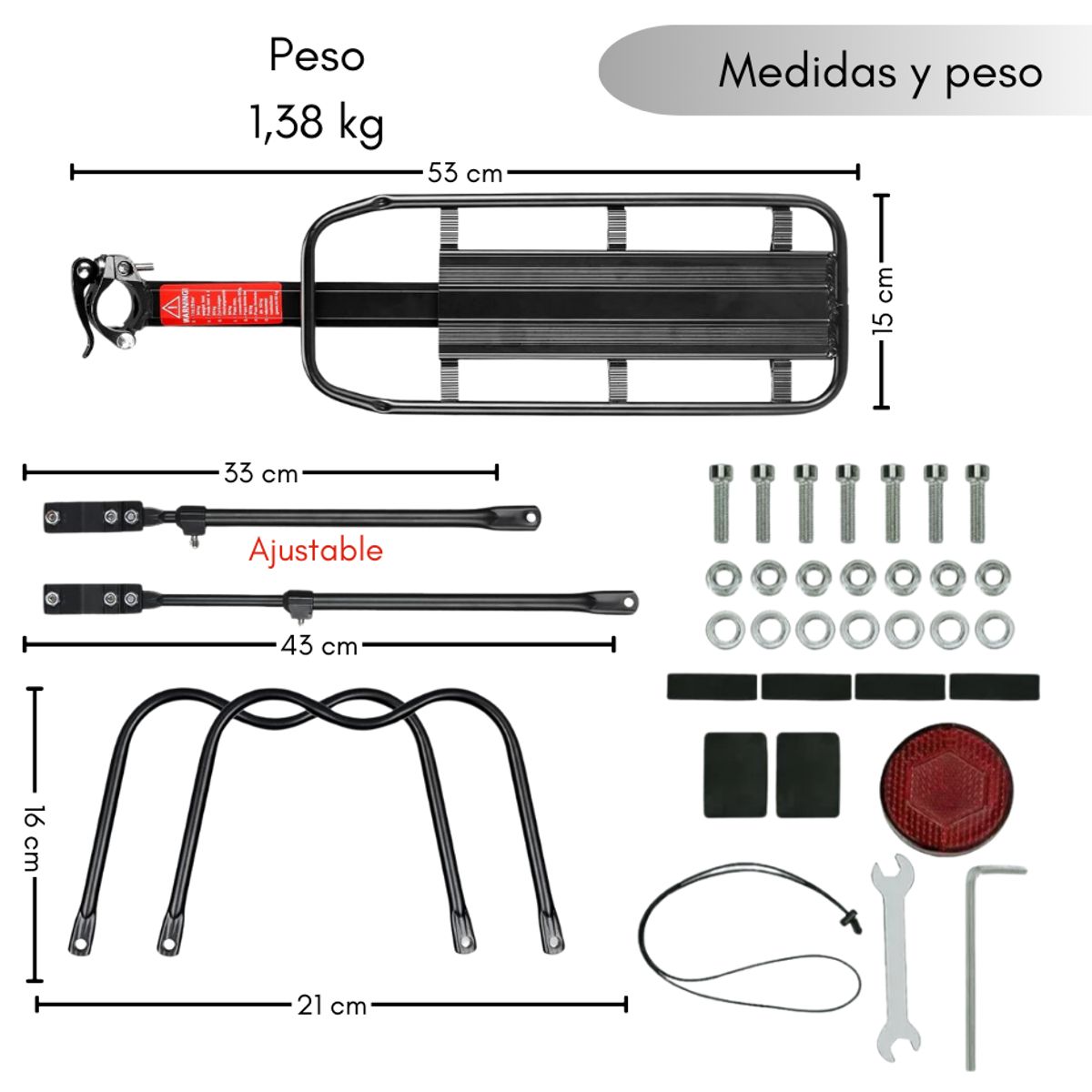 GENERICO - Parrilla Bicicleta Con O Sin Freno De Disco Porta Alforjas