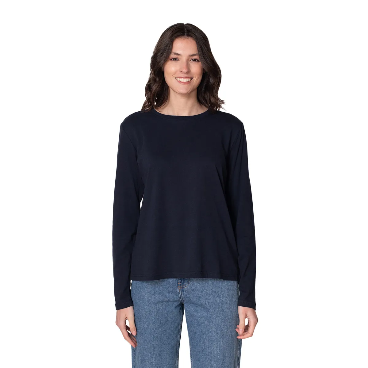 INDUSBORD - Polera Mujer Cuello Redondo Manga Larga Algodón Premium protección UV