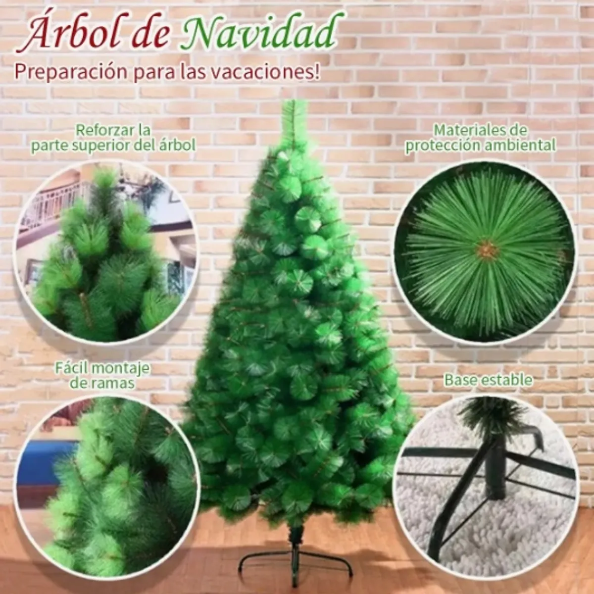 GENERICO - Árbol de Navidad 1.80 mts con Luces Multicolor