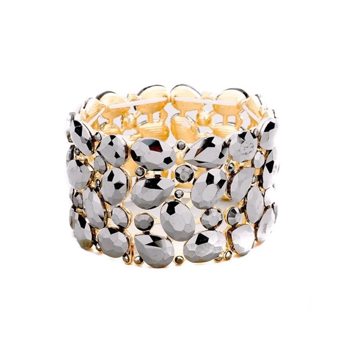 VANE COLLECTION - Pulsera mujer stretch ancha plateada