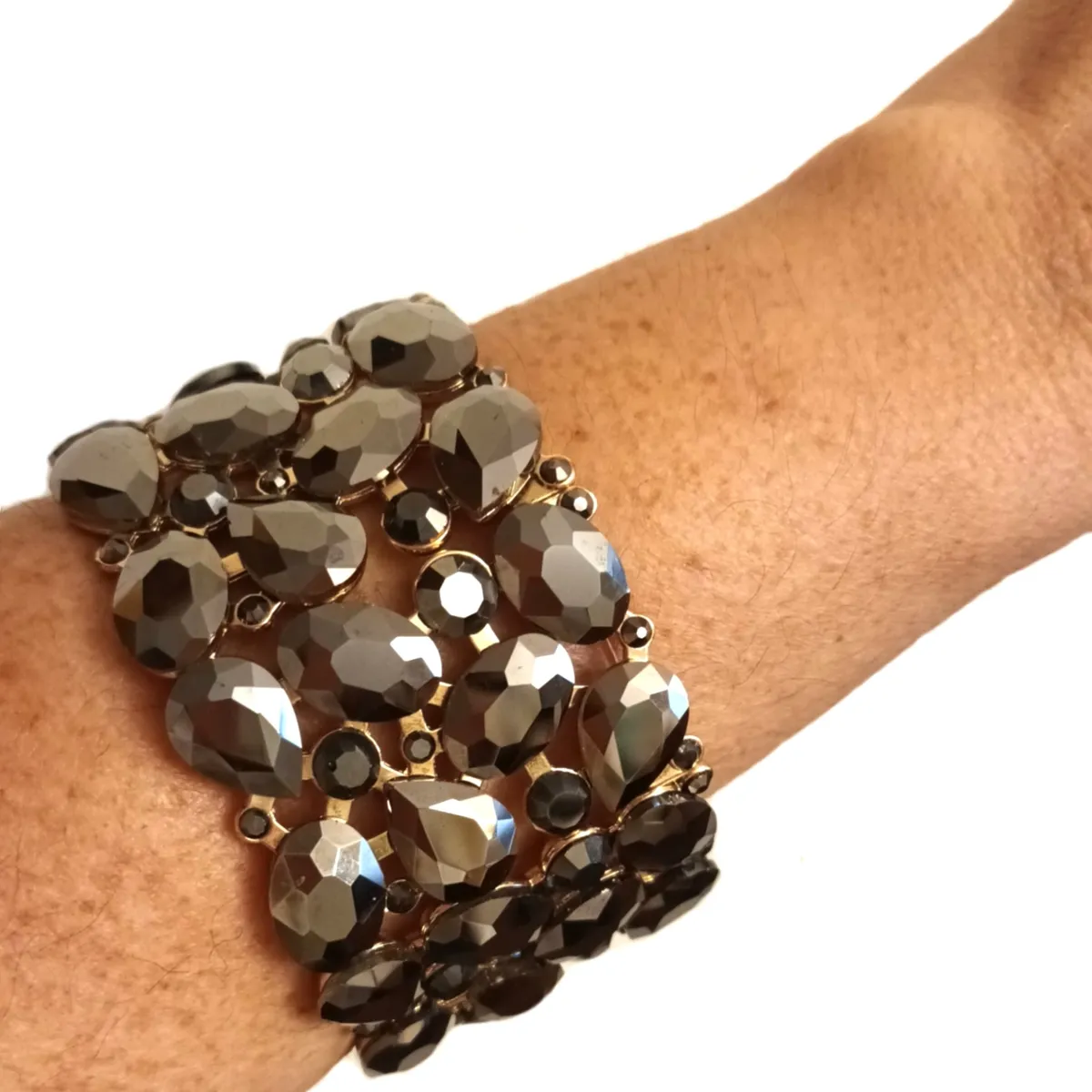 VANE COLLECTION - Pulsera mujer stretch ancha plateada