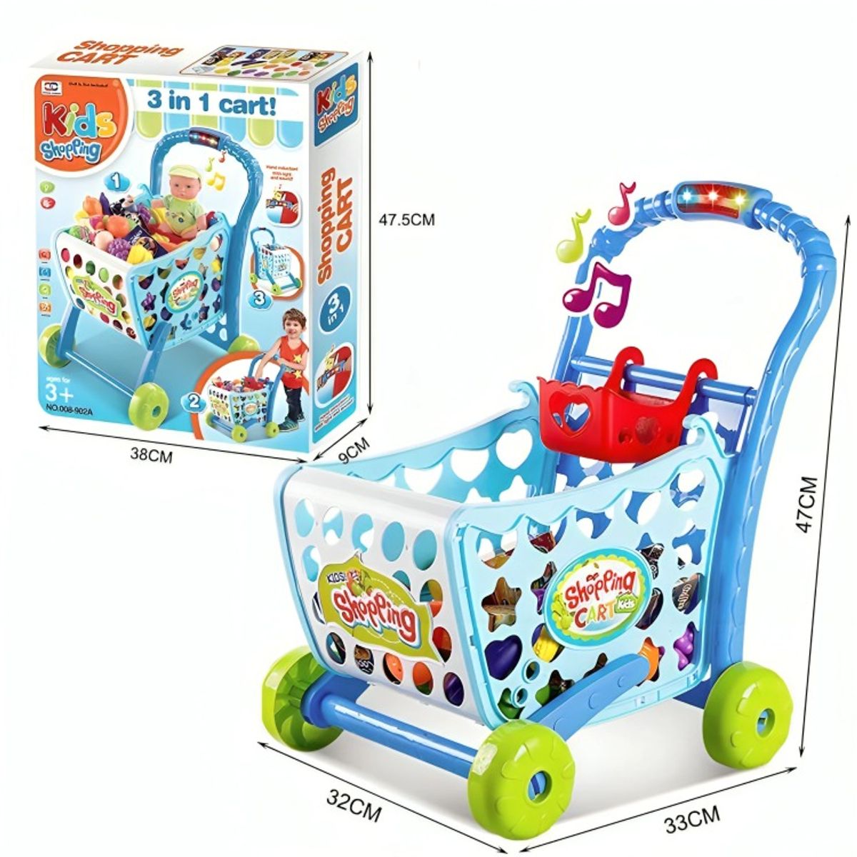 OEM - CARRITO SUPERMERCADO MUSICAL 008-902 AZUL