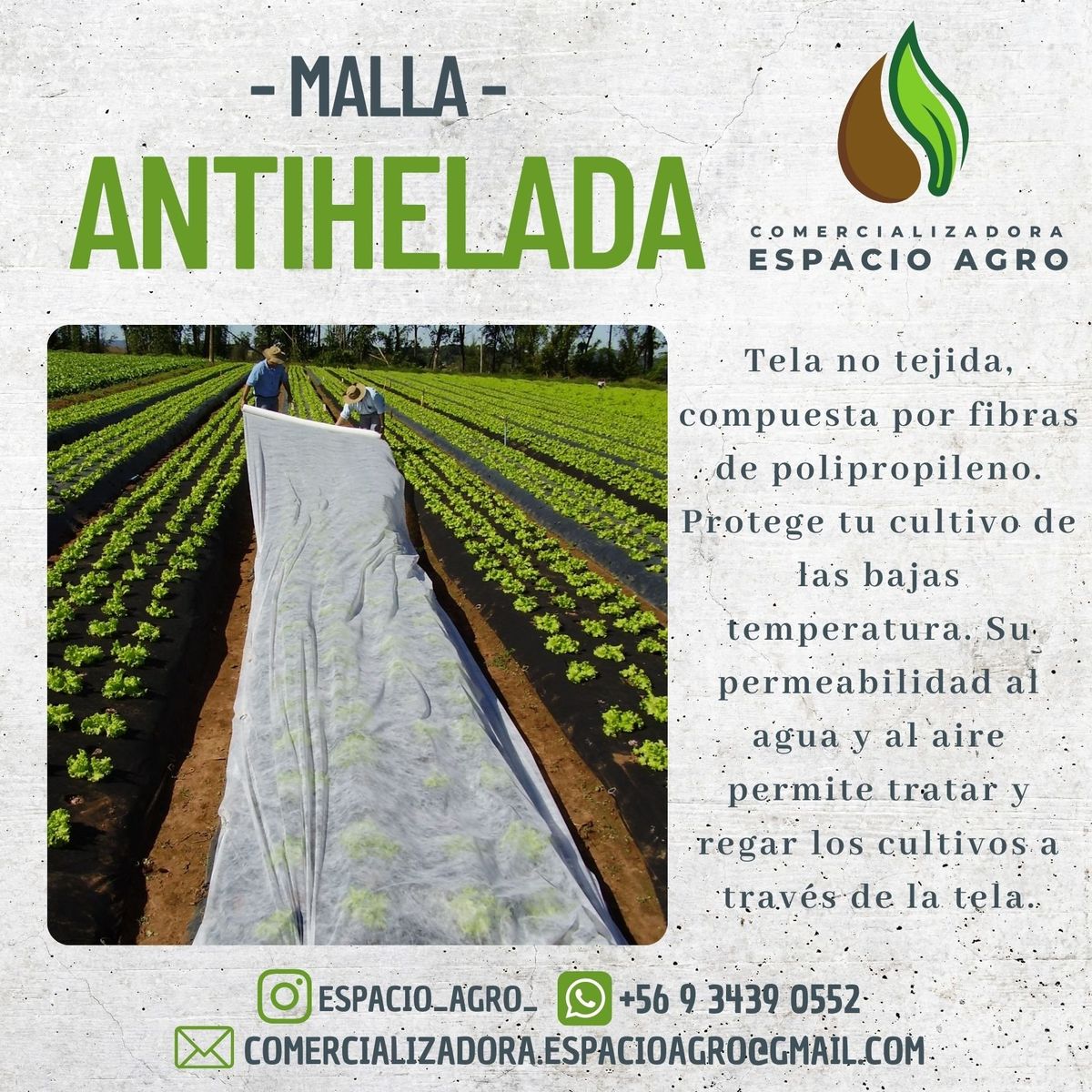 1880 - Malla Antihelada 2.07 ancho x 20 Mt largo (17g) Manto Térmico