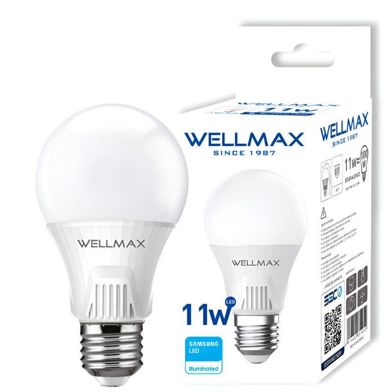 OEM - Ampolleta LED Wellmax E-27 11W Luz Fría 1050Lm LED Samsung - Blanco
