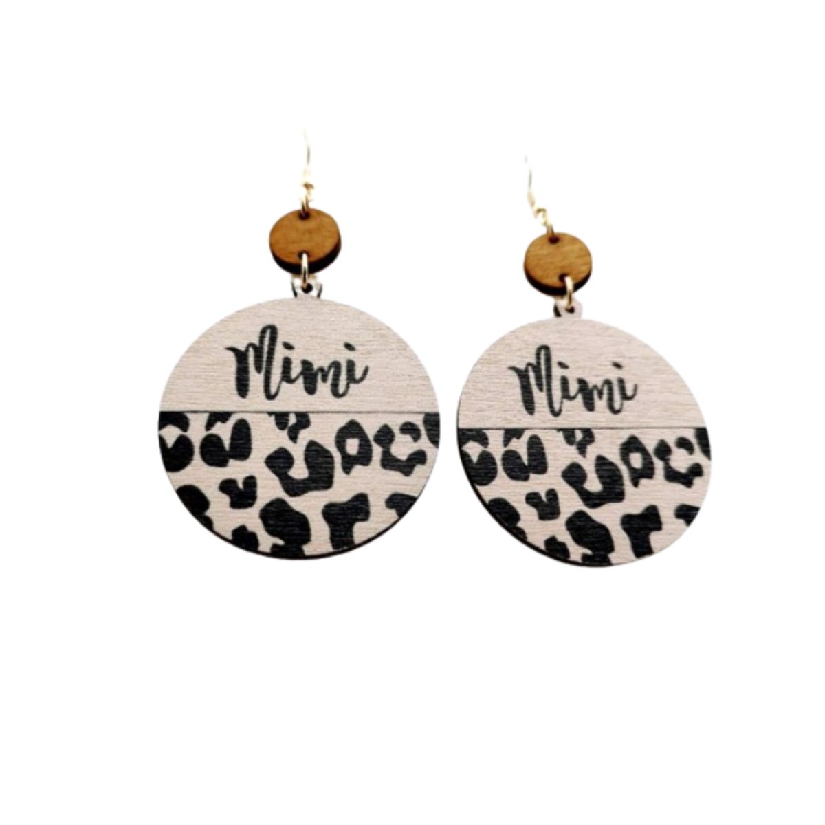GENERICO - Pendientes con estampado de leopardo de madera
