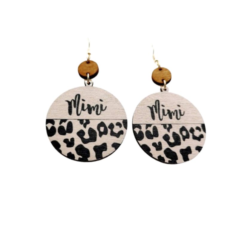 GENERICO - Pendientes con estampado de leopardo de madera