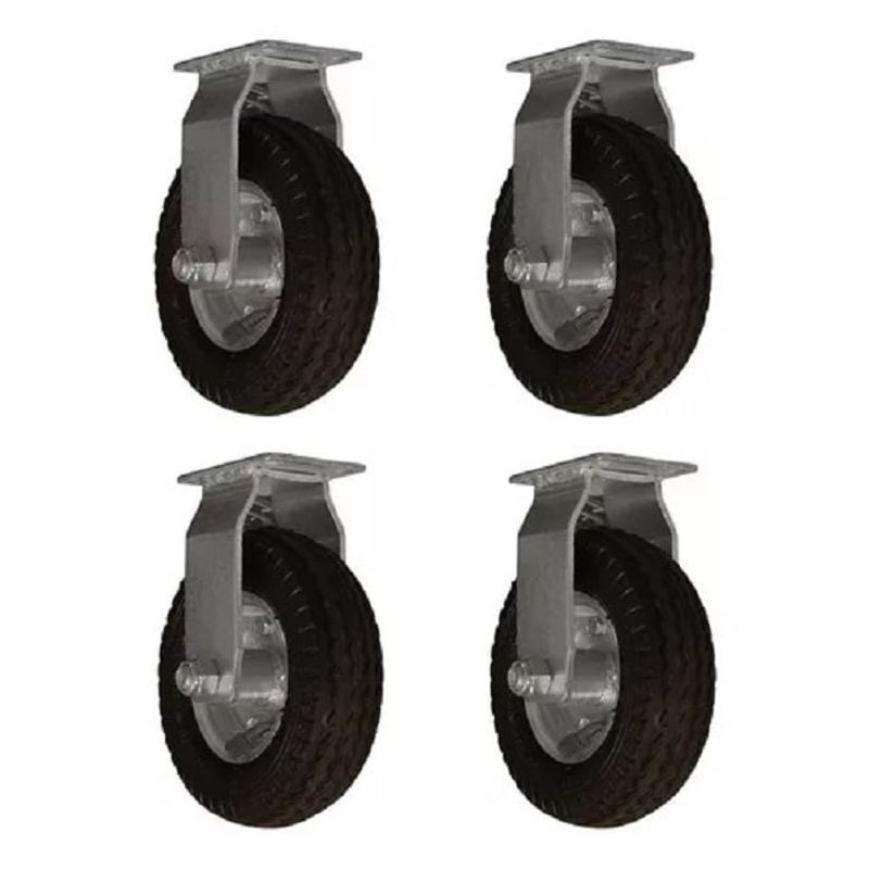 GENERICO - Set 4 Ruedas Con Soporte Neumática 8 Pulgadas Recto 239016