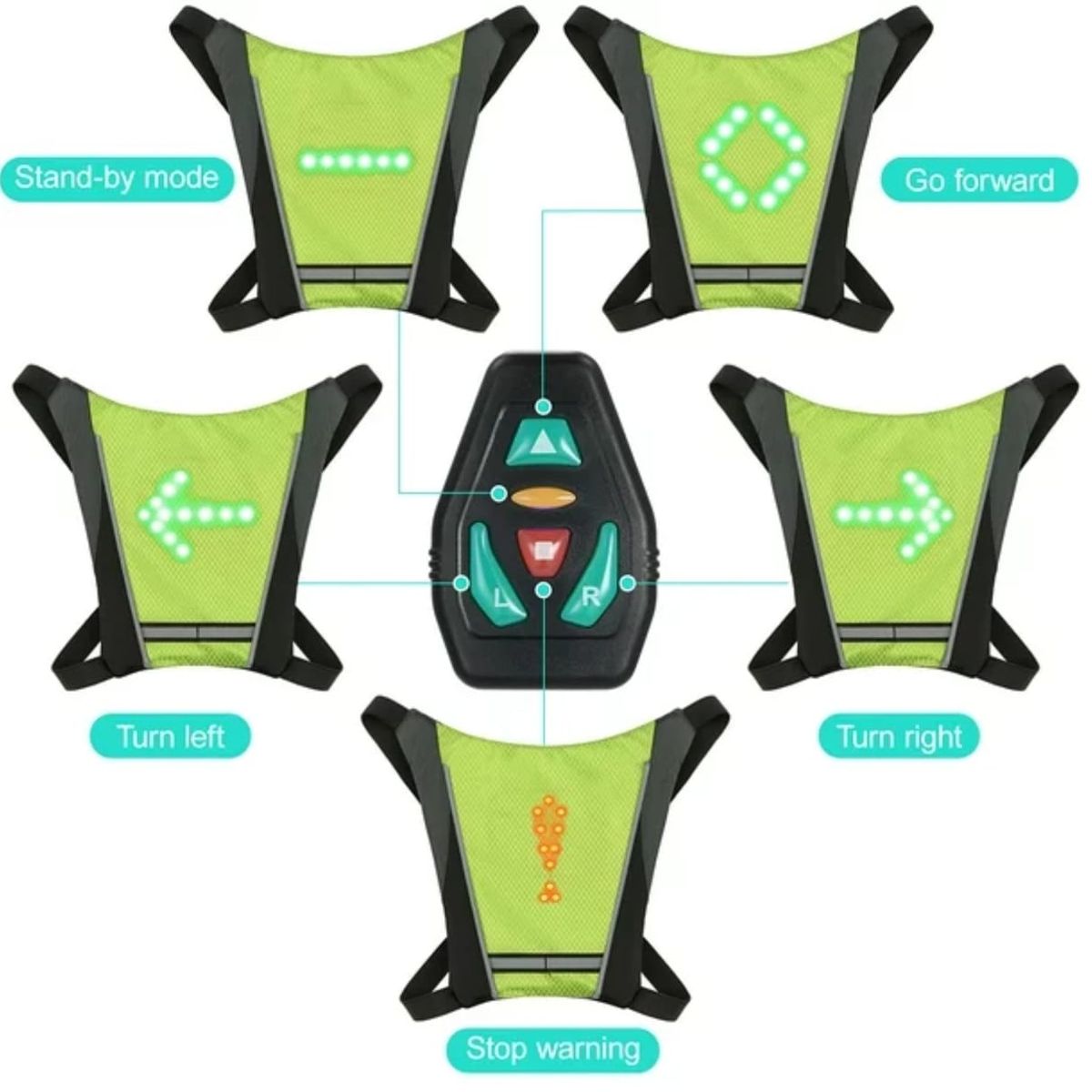 GENERICO - Chaleco Con Señalizador De Viraje Para Bicicleta