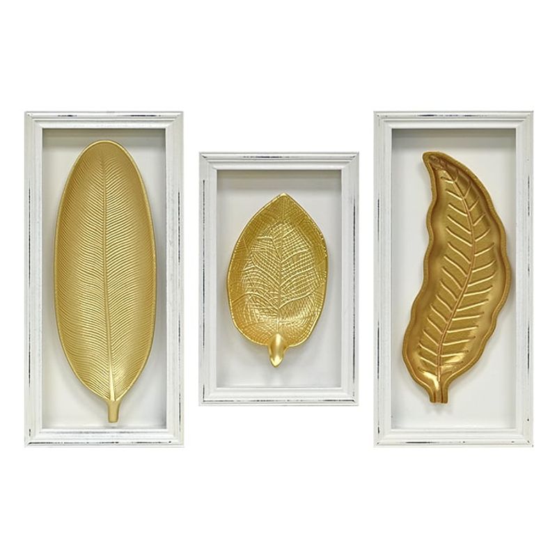 GENERICO - Cuadro Tríptico Hojas Madera 3 Pcs.