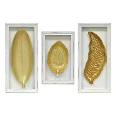 GENERICO - Cuadro Tríptico Hojas Madera 3 Pcs.