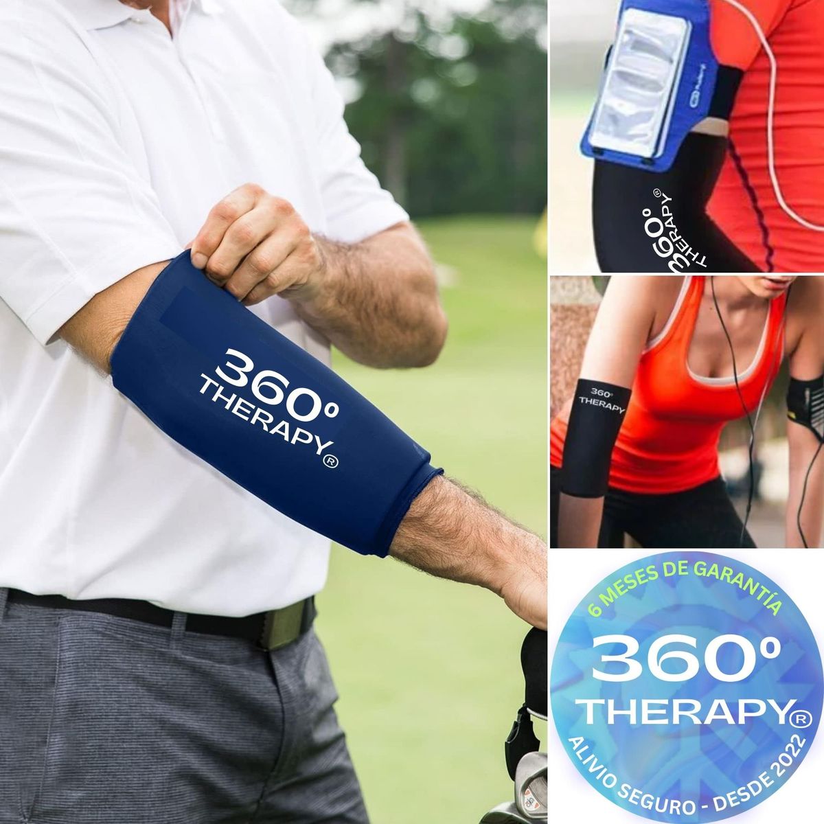 360 THERAPY - Compresa de Gel Sólido para Alivio de Brazos y Piernas Talla L Negra