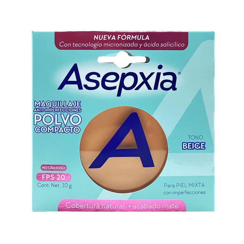 ASEPXIA - Asepxia Maquillaje Polvo Compacto Beige Mediano 10 Gr