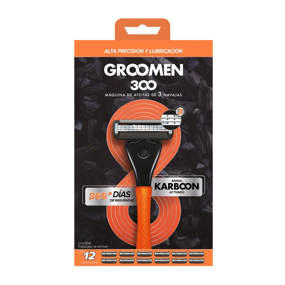 GROOMEN - Groomen Máquina Afeitar 300 + 12 Cartuchos De 3 Navajas