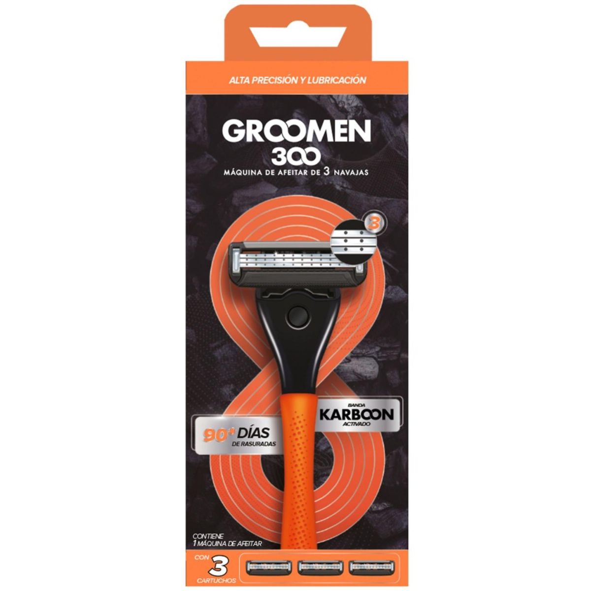 GROOMEN - Máquina Afeitar Groomen 300 + 3 Cartuchos De 3 Navajas