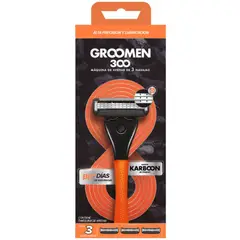 GROOMEN - Máquina Afeitar 300 + 3 Cartuchos De 3 Navajas