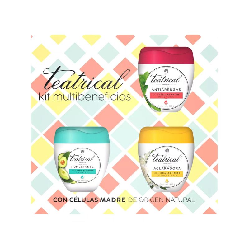 TEATRICAL - Tripack Teatrical Antiarruga + Aclarante + Humectante 3X100G.-