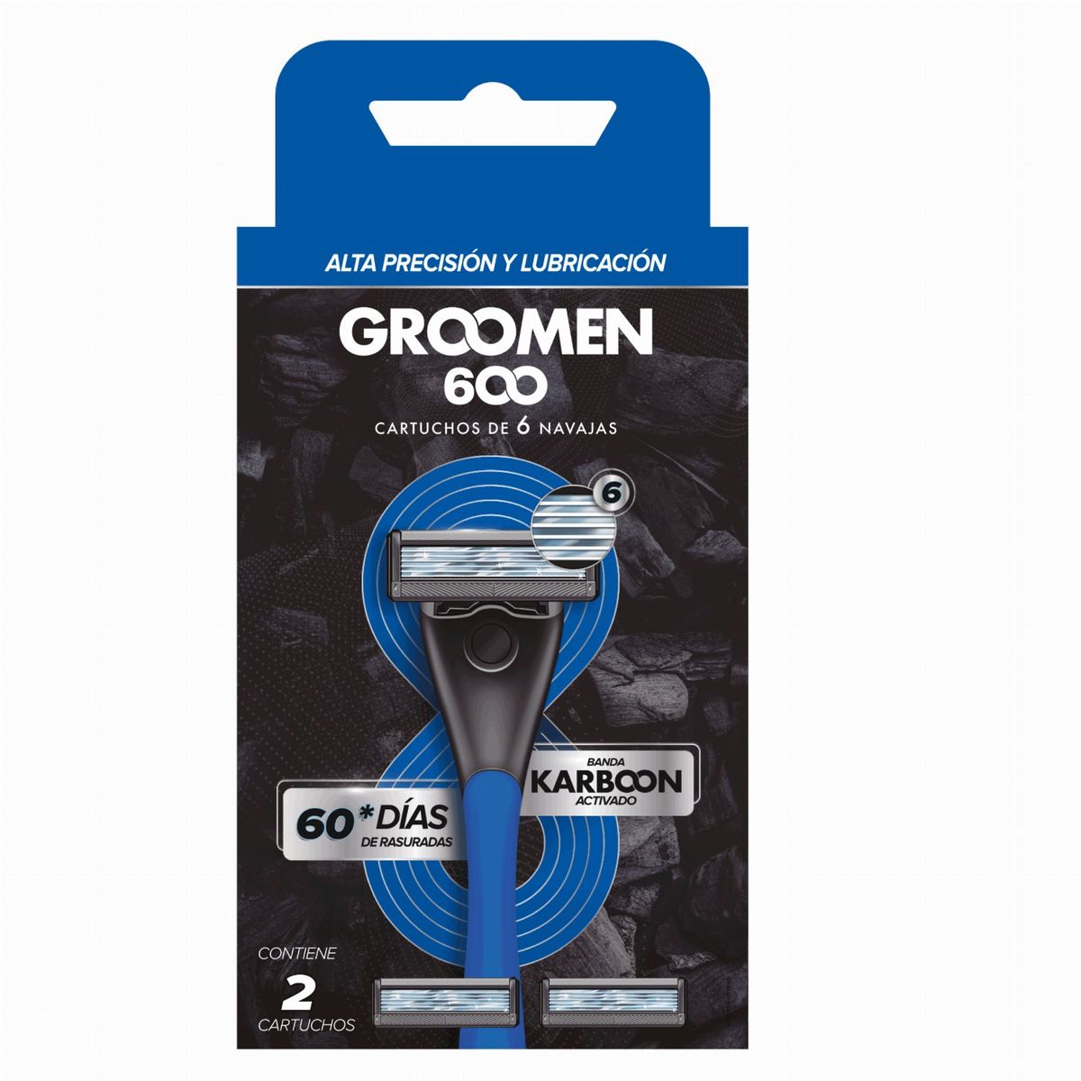 GROOMEN - Repuesto Máquina Afeitar Groomen 600 2 Cartuchos De 6 Navaja
