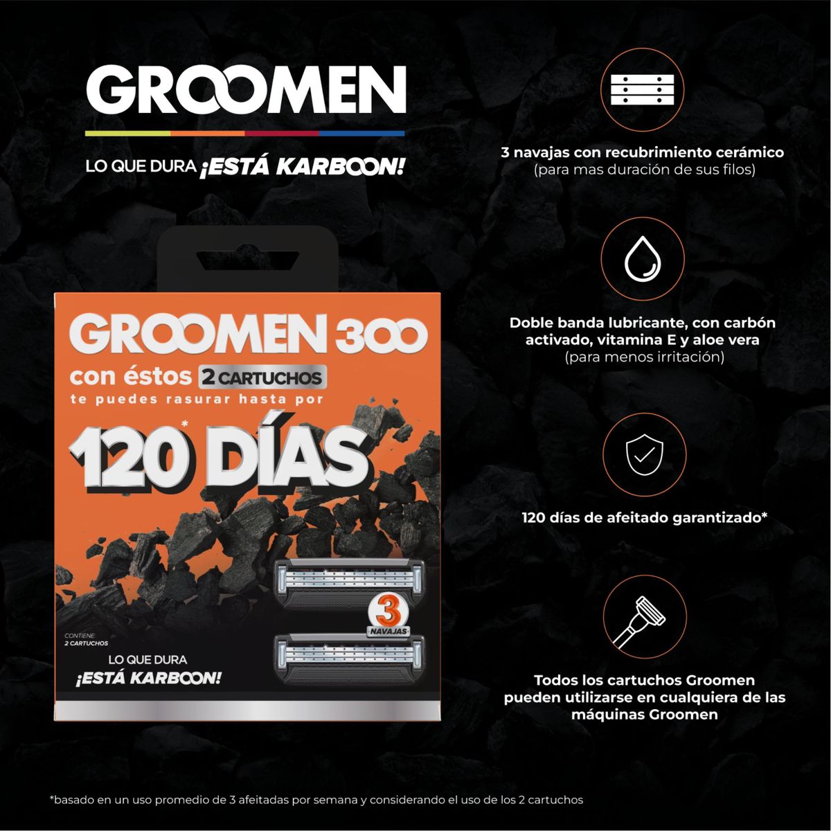 GROOMEN - Repuesto Maquina Afeitar Groomen 300 X 2 Repuestos