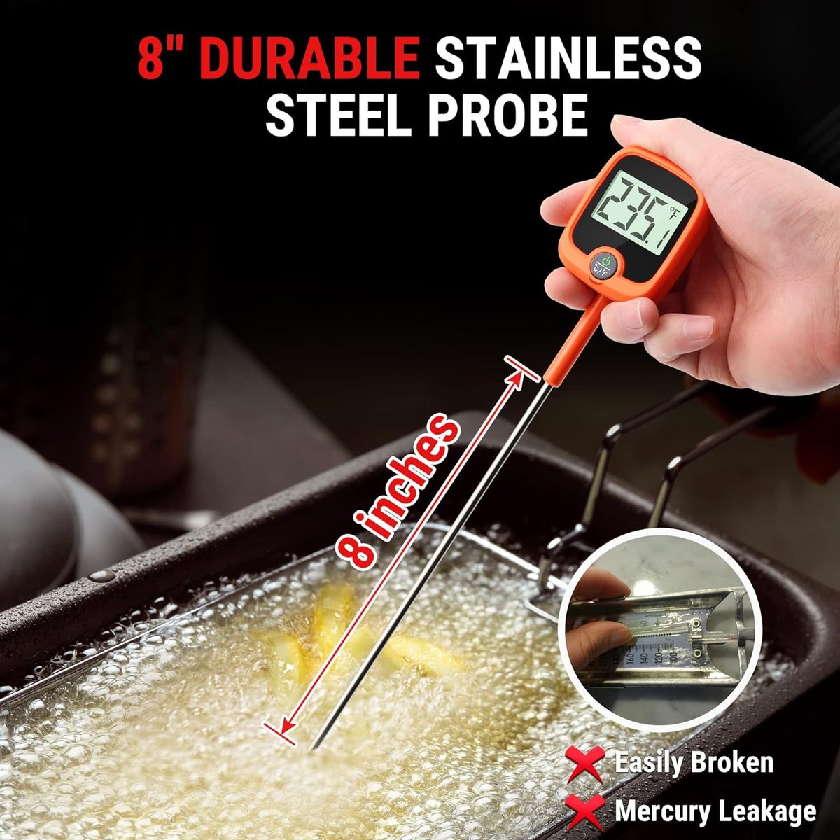 OEM - Termometro Freir Reposteria Cocina Waterproof + Clip Olla