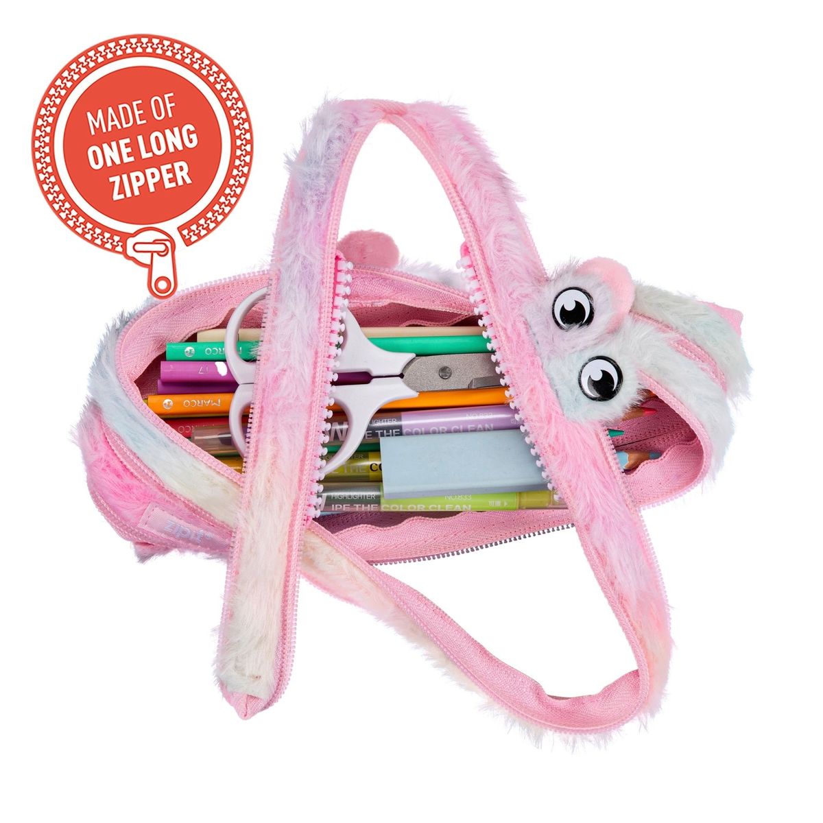 FABER-CASTELL - Estuche de Faber-Castell Furry Monster Rosado y Amarillo