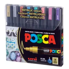 UNI POSCA - Marcador POSCA PC-5M 8 Colores Metálicos