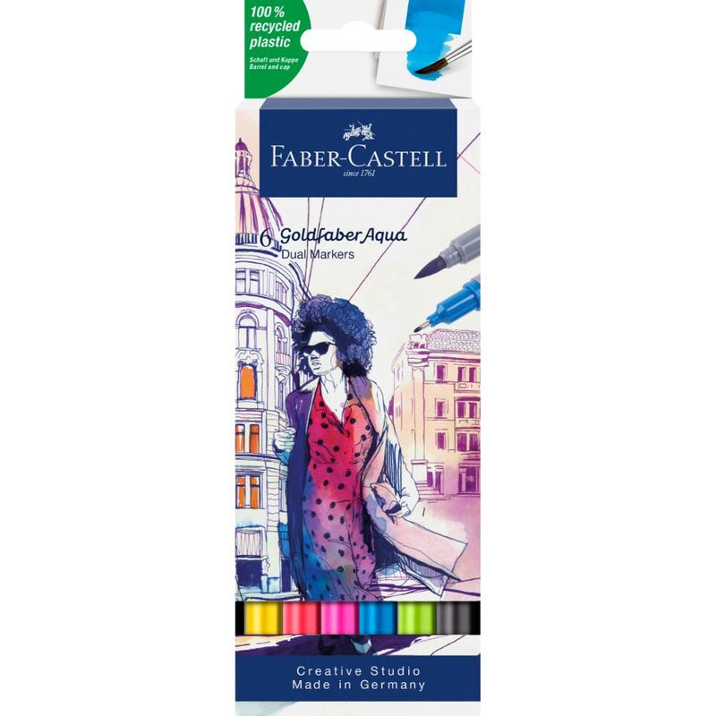 FABER-CASTELL - Marcador Dual Goldfaber Aqua Faber-Castell x6 Colores