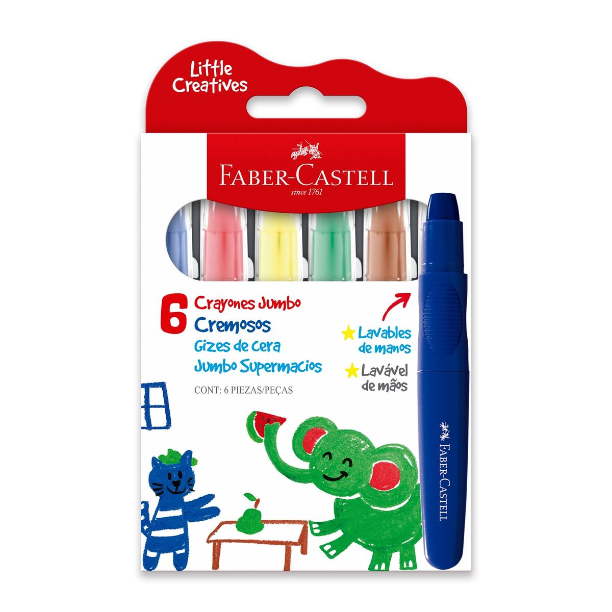 FABER-CASTELL - Crayones Jumbo Básicos Little Creatives Faber-Castell x6 und