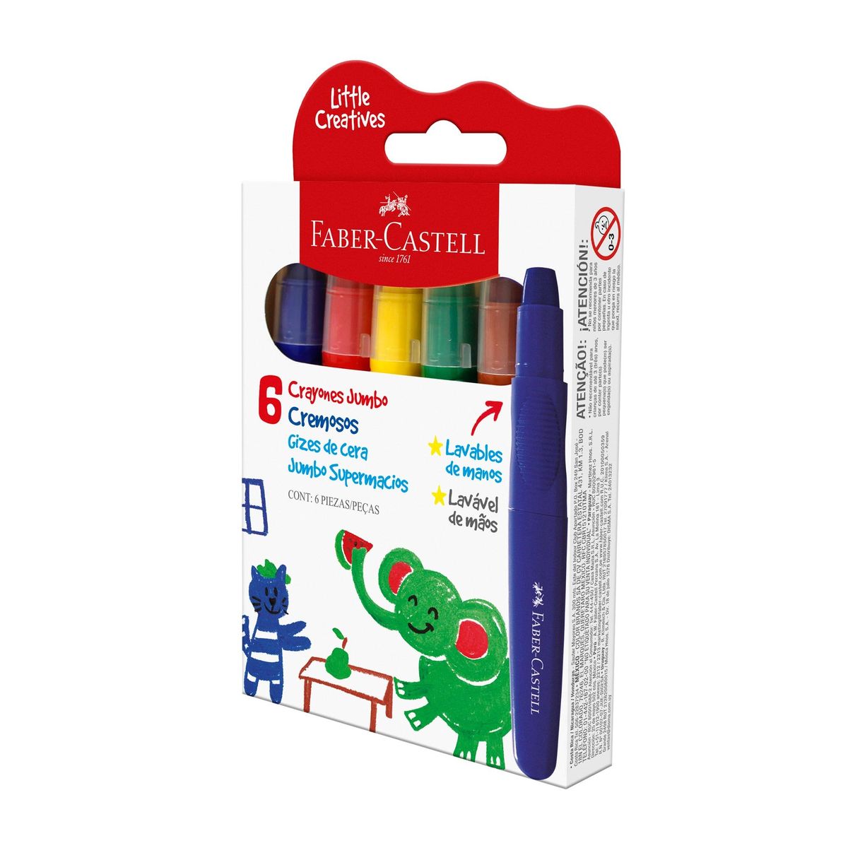 FABER-CASTELL - Crayones Jumbo Básicos Little Creatives Faber-Castell x6 und