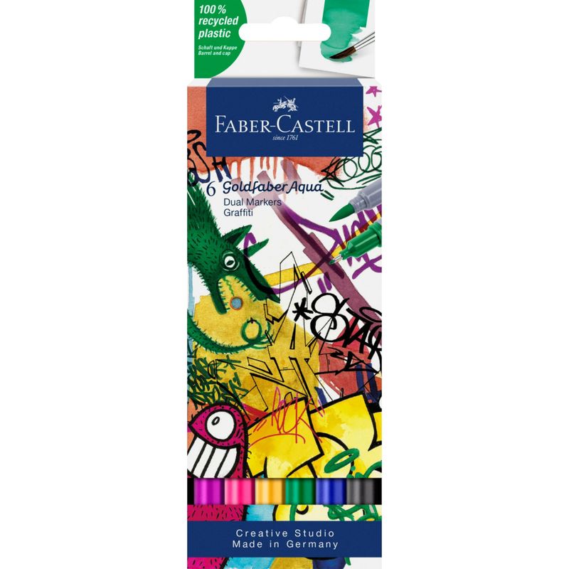 FABER-CASTELL - Marcador Dual Goldfaber Aqua Faber-Castell x6 Color Graffiti