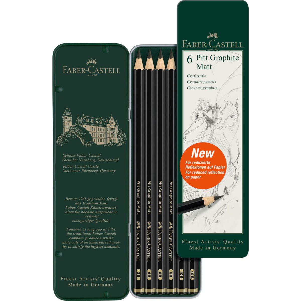 FABER-CASTELL - Lápices Pitt Graphite Matt Faber-Castell x6 uds. + Estuche