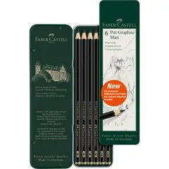 FABER-CASTELL - Lápices Pitt Graphite Matt x6 uds. + Estuche