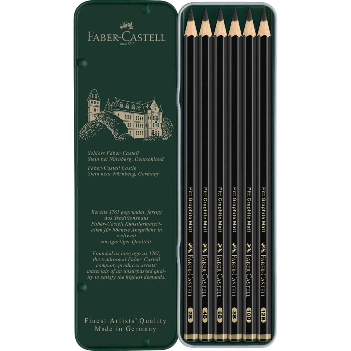 FABER-CASTELL - Lápices Pitt Graphite Matt Faber-Castell x6 uds. + Estuche