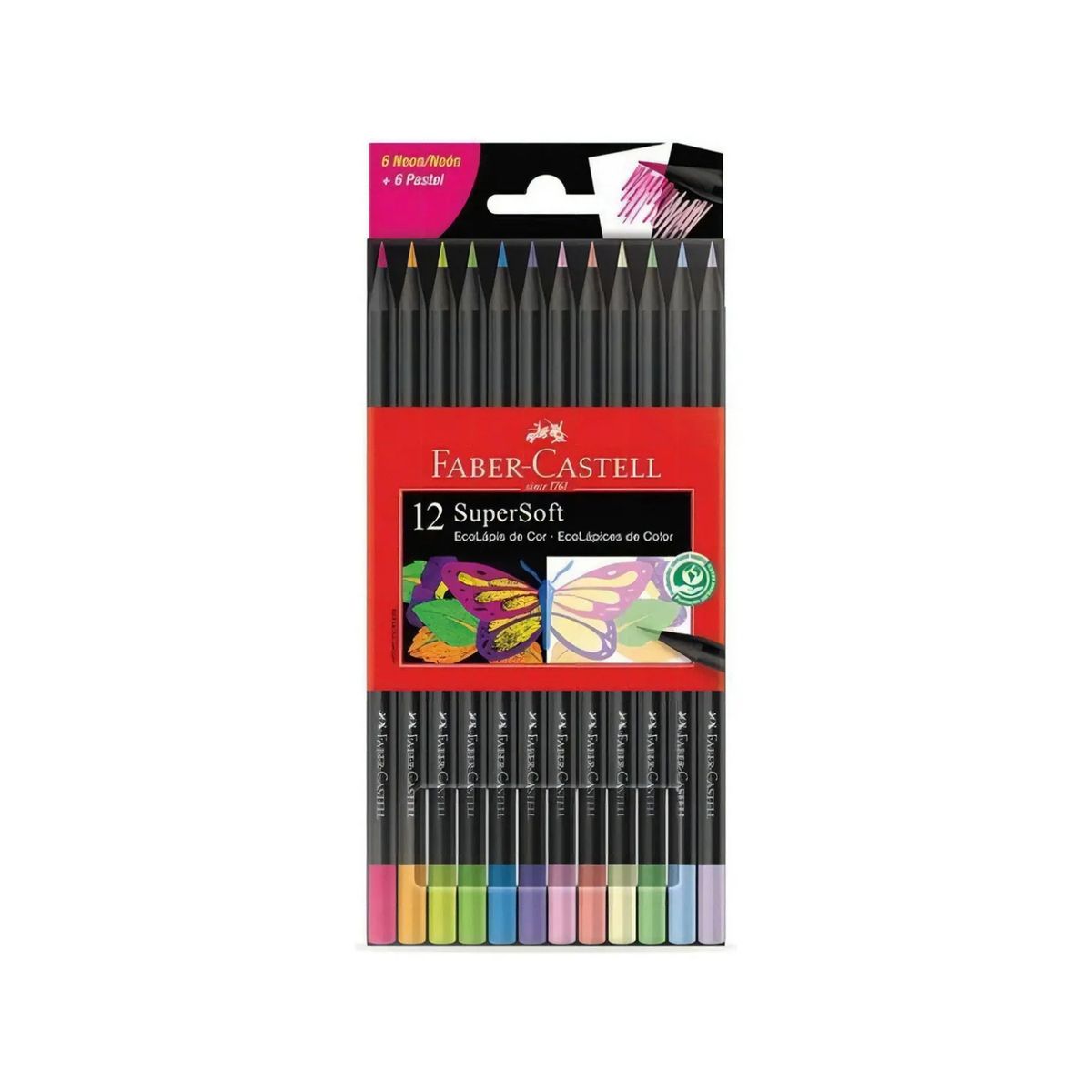 FABER-CASTELL - Lápices de Color Supersoft Faber-Castell x12 NeónPastel