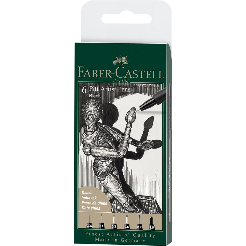 FABER-CASTELL - Rotuladores Pitt Artist Faber-Castell x6 uds. Negro