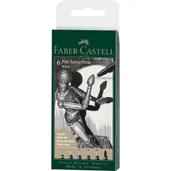 FABER-CASTELL - Rotuladores Pitt Artist x6 uds. Negro