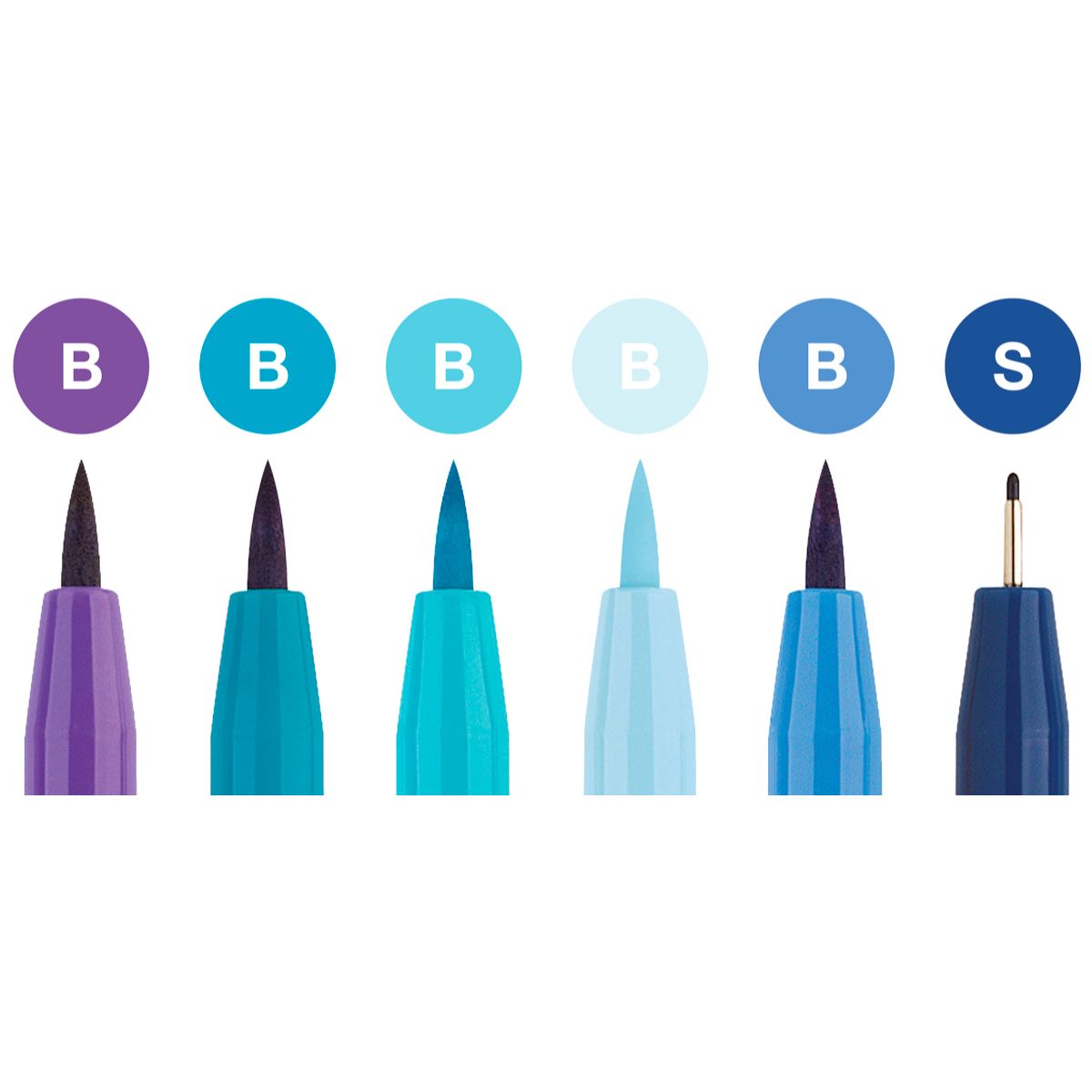 FABER-CASTELL - Marcador Lettering Tonos Azules Faber-Castell x6 uds.