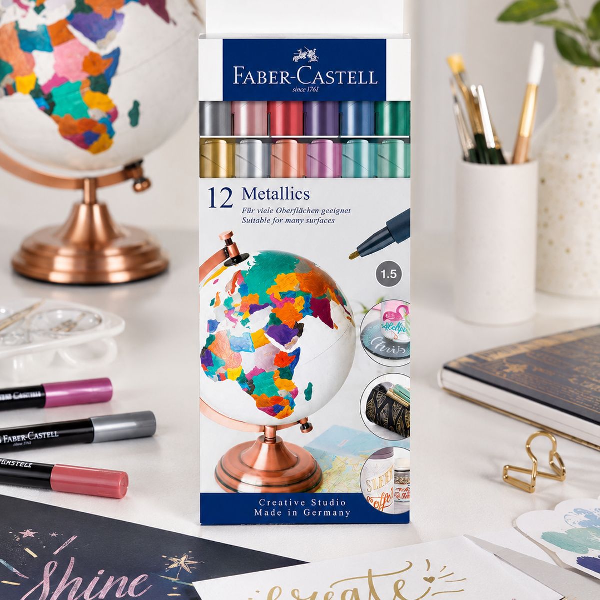 Marcadores Metalicos Faber-Castell x12 Colores, marca FABER-CASTELL - Foto 2
