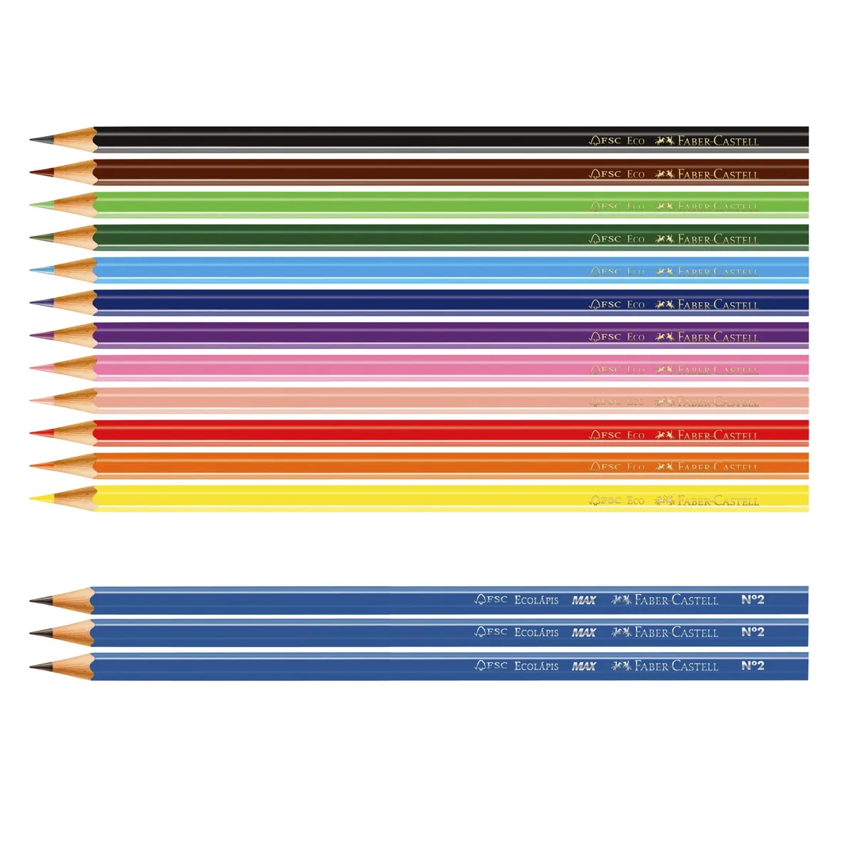 FABER-CASTELL - Lápices de Color Faber Castell x12 Colores + 3 Grafitos