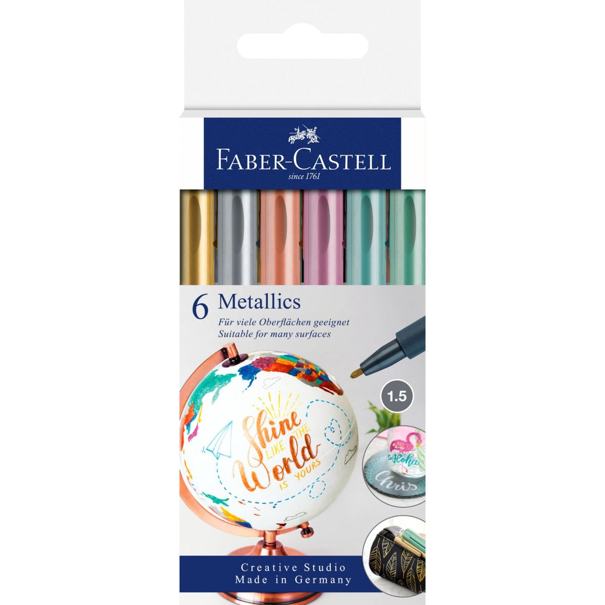 FABER-CASTELL - Marcadores Metalicos Faber-Castell x6 Colores