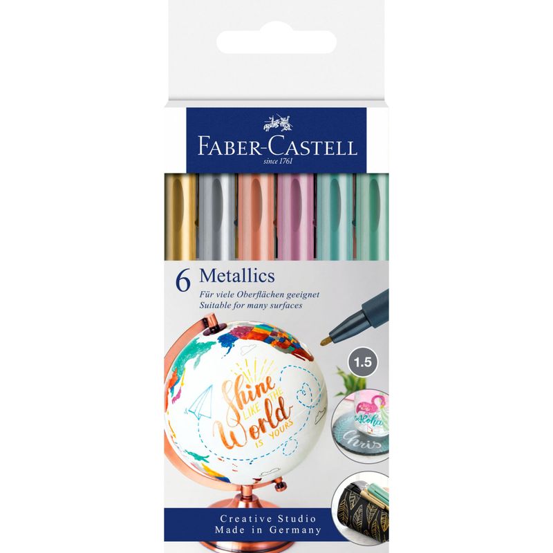 FABER-CASTELL - Marcadores Metalicos Faber-Castell x6 Colores