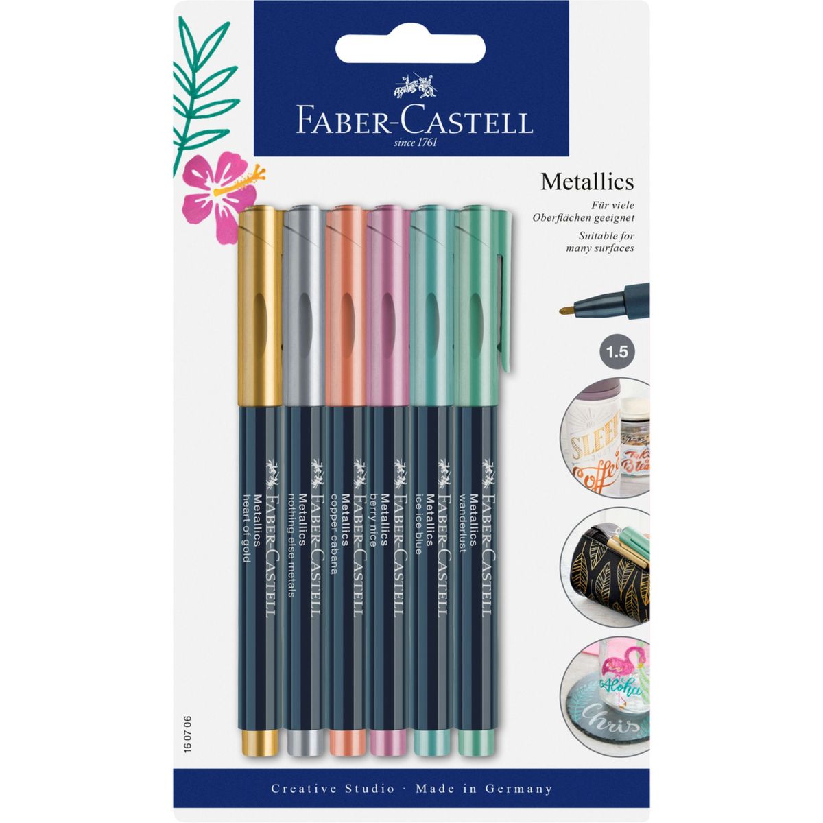 FABER-CASTELL - Marcadores Metalicos Faber-Castell x6 Colores