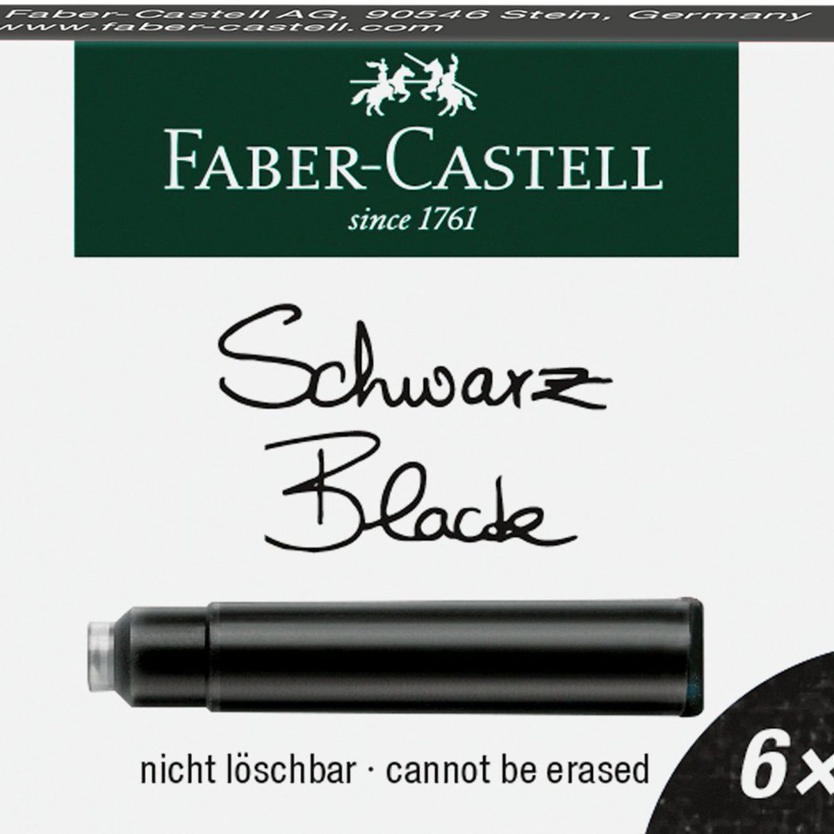 FABER-CASTELL - Cartuchos Repuesto De Tinta Negro Faber-Castell x6 und.