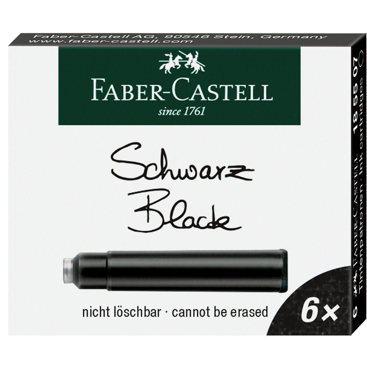 FABER-CASTELL - Cartuchos Repuesto De Tinta Negro Faber-Castell x6 und.