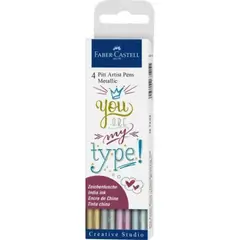 FABER-CASTELL - Marcador Lettering Tonos Metalicos x4 Colores