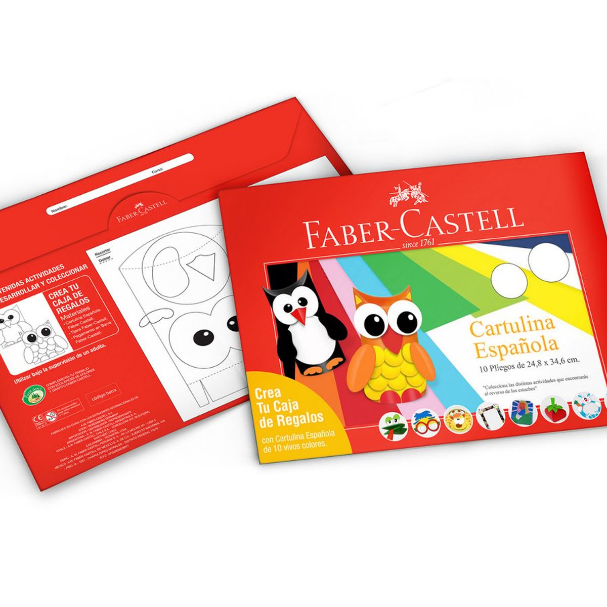 FABER-CASTELL - Cartulina Española Faber-Castell x10 Pliegos de Colores