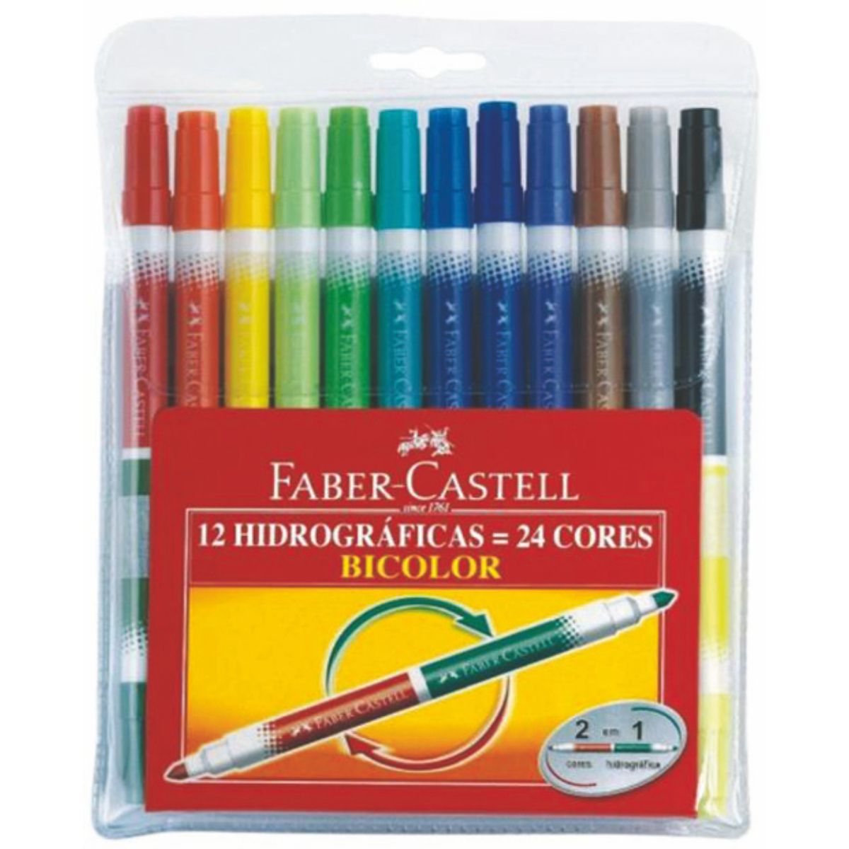 FABER-CASTELL - Estuche Wallet Bicolor Faber-Castell x24 Colores