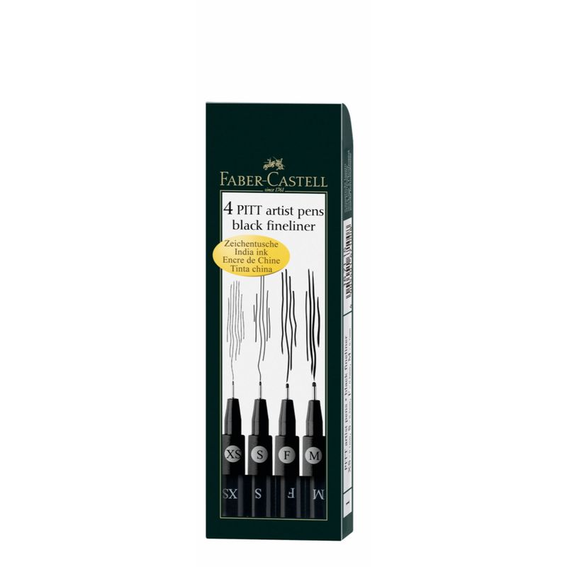 FABER-CASTELL - Marcador Pitt Artist Pen Negro Faber-Castell x4 uds.