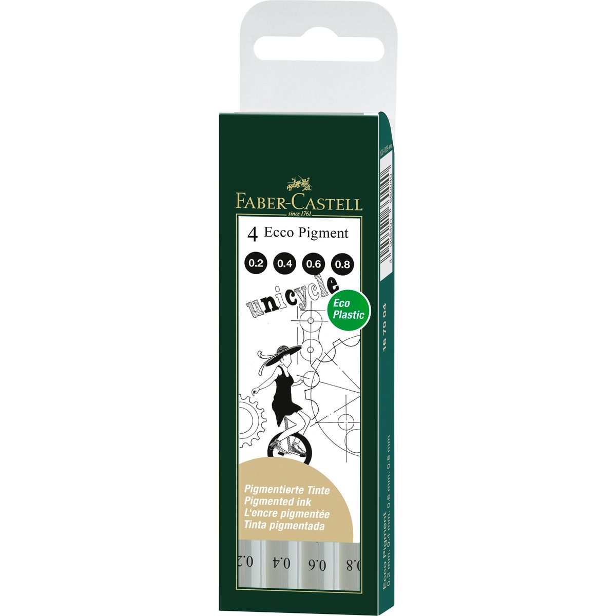 FABER-CASTELL - Rotulador Ecco Pigment Negro Faber-Castell 4 Piezas
