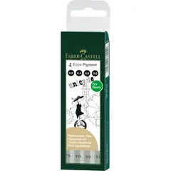 FABER-CASTELL - Rotulador Ecco Pigment Negro 4 Piezas