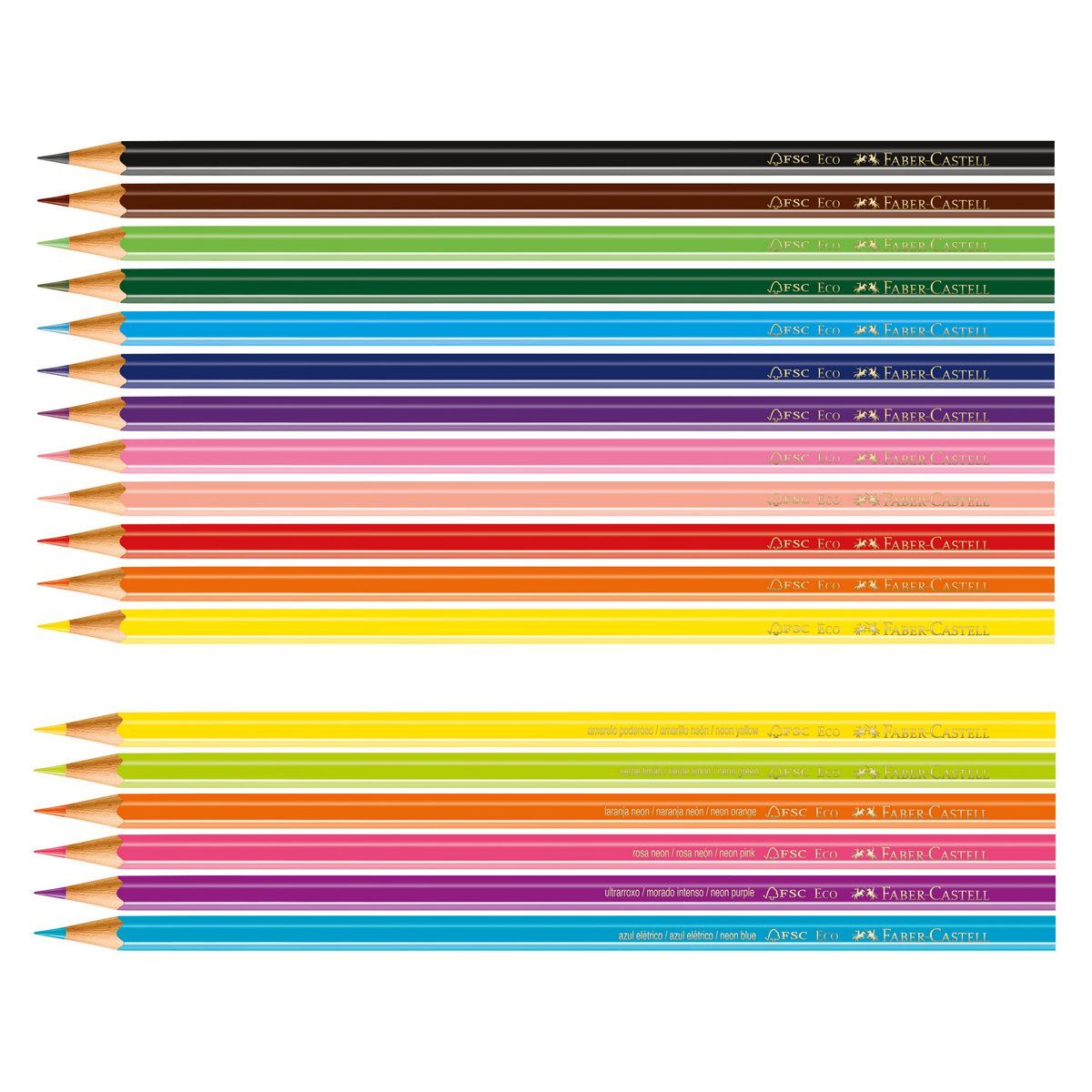 FABER-CASTELL - Ecolápices Faber-Castell x12 Colores + 6 Neón